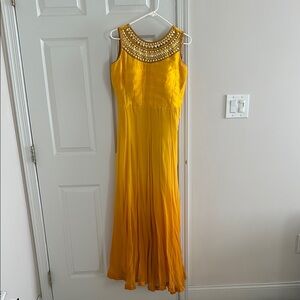 Golden yellow gown with silver sequin design